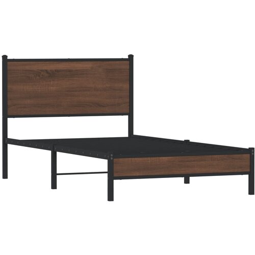 vidaXL Metalni okvir kreveta s uzglavljem smeđa boja hrasta 107x203 cm Cijene