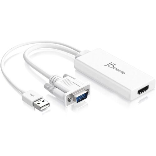 J5create JDA214 0,176 m VGA, USB A HDMI Bijelo Slike