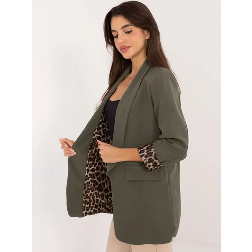 Fashion Hunters Khaki jacket with animal print lining