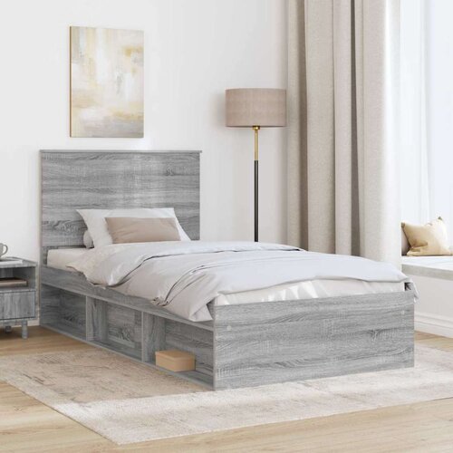 Okvir za krevet s uzglavljem Siva Sonoma 100 x 200 cm Slike