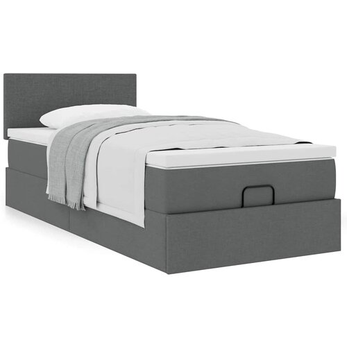 VidaXL Otomanski posteljni okvir z vzmetnico siv 100x200 cm blago Slike