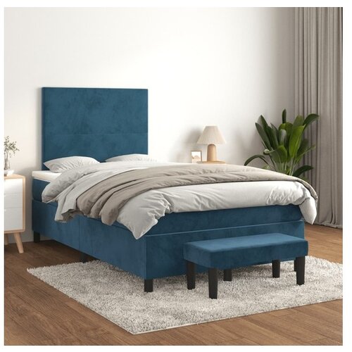  Box spring postelja z vzmetnico temno modra 120x200 cm žamet Cene