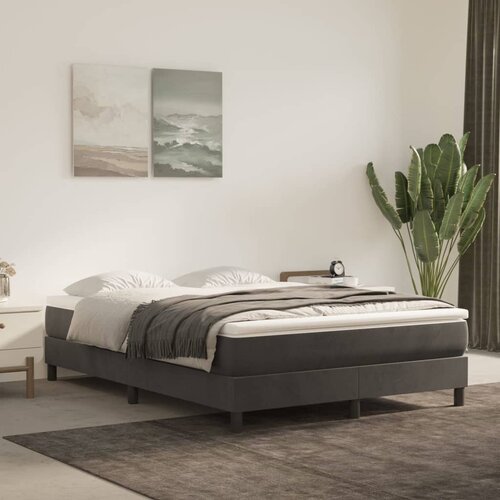 The Living Store Posteljni okvir temno siv 140x190 cm žamet - Box Spring Posteljni Okvir, (21488362) Slike