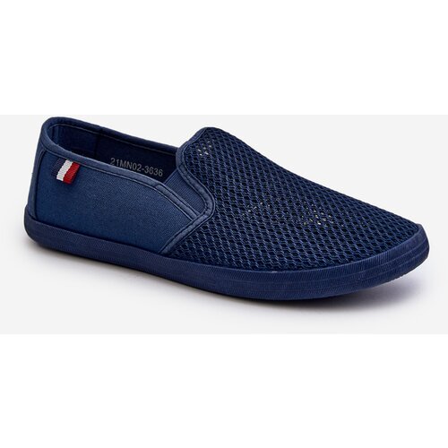 EVENTO PE1 Men's Openwork Sneakers Canvas Shoes Navy Blue Koboru Cene