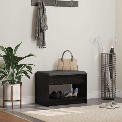  Klupa za hodnik s jastukom s policom Crni Hrast 63 x 38 x 45 cm Cene