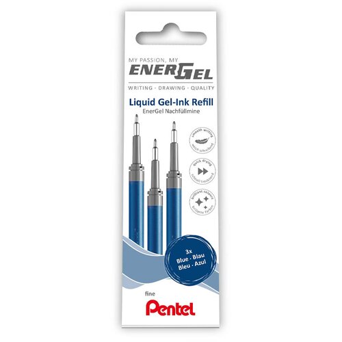 Pentel Vložek (polnilo) za roler pisalo BLN75, moder, 3 kosi Slike