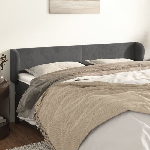 vidaXL Vzglavje z ušesi temno siv 203x23x78/88 cm žamet Cene