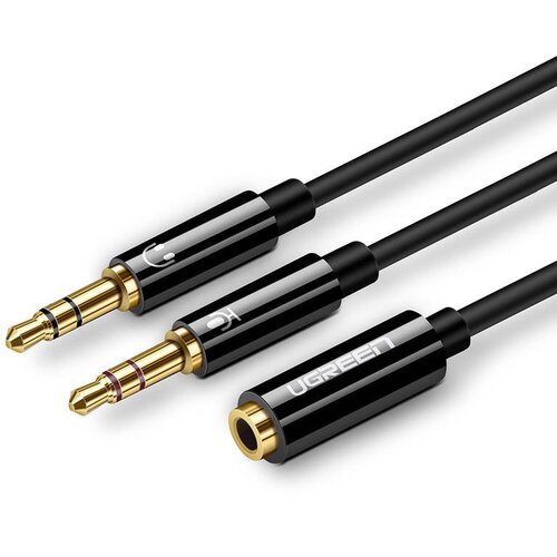 Ugreen AV140 AUDIO SPLITTER AUX SLU&amp;Scaron;ALKE + MIKROFON NA 3,5 MM MINI JACK KABEL, ABS 20 CM (ČRNA), (5000071573) Slike