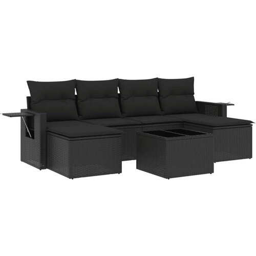 VidaXL 7-dijelni set vrtnih sofa od poliratana s jastucima crni Slike