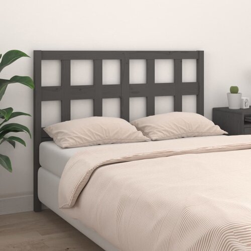 VidaXL uzglavlje za krevet sivo 185,5 x 4 x 100 cm od masivne borovine Slike