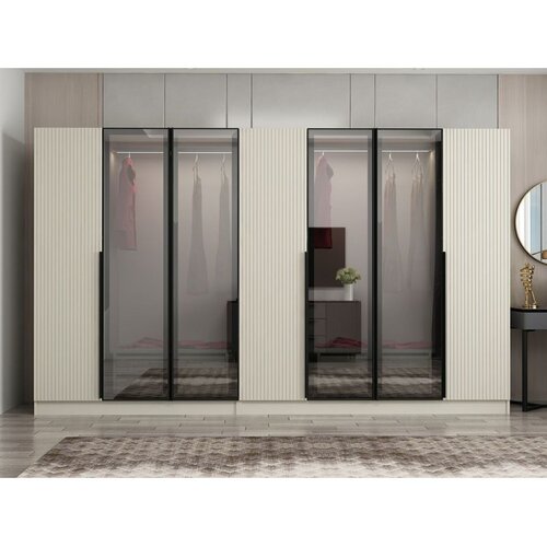 Hanah home ormar sa reflektujućim staklom Nisa 20623, 315 cm, peščar Cene