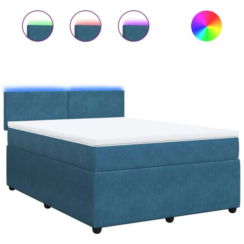 VidaXL krevet box spring s madracem plavi 160 x 200 cm bar&amp;scaron;unasti Slike