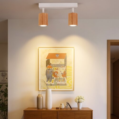  Brilagi - Stropno spot svetlo MODERN WOOD 2xGU10/8W/230V drvo/bela Slike
