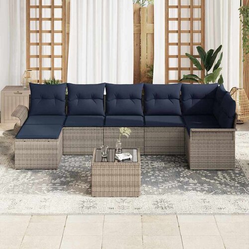  Sjedeća garnitura za vrt 8 kom. Siva poliratan 297 x 132,5 x 85 cm Slike