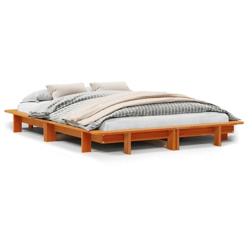 vidaXL Posteljni okvir voščeno rjav 120x200 cm trdna borovina Cene