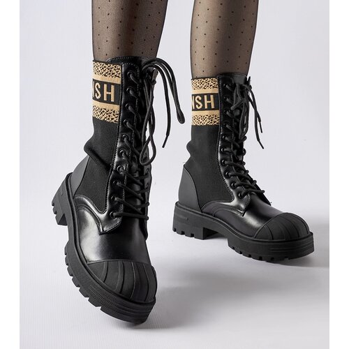 Gemre Black sock boots with brown lettering Daria Cijene