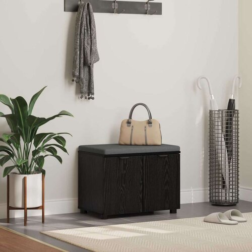  Klupa za hodnik s jastukom s vratima Crni hrast 60 x 38 x 46 cm Cene