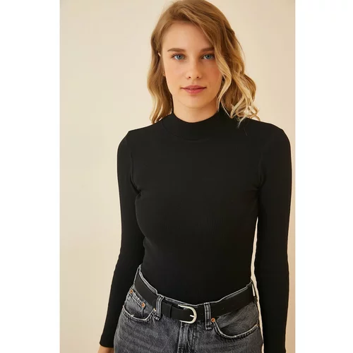 Happiness İstanbul Women's Black Turtleneck Ribbed Knitted Blouse
