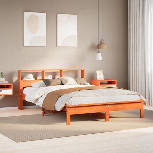 VidaXL Krevet s regalom za knjige bez madraca 120 x 200 cm od borovine Slike