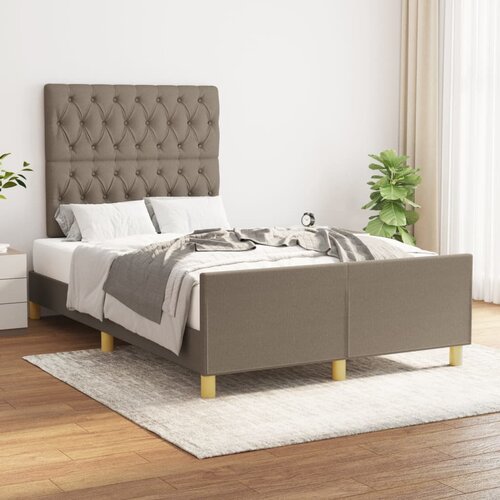 The Living Store Posteljni okvir z vzglavjem taupe 120x200 cm blago - Posteljni Okvir Z Vzglavjem, (21523782) Slike