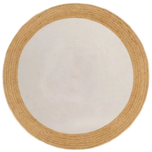 vidaXL Ukrasni tepih pleteni bijeli-prirodni 90cm juta i pamuk okrugli