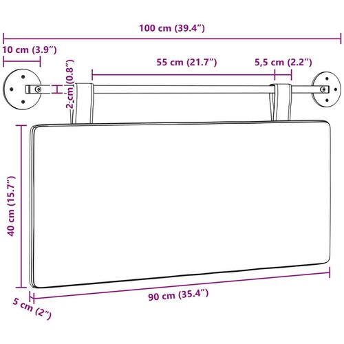  Viseće uzglavlje kreveta Kordura tekstil - Crvena narančasta 90 cm bez LED Cene