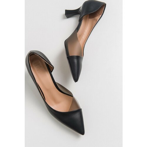 LuviShoes 353 Black Skin Heels Women's Shoes Cene