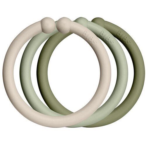 Bibs Loops obešalni obročki Vanilla / Sage / Olive 12 kos Cene
