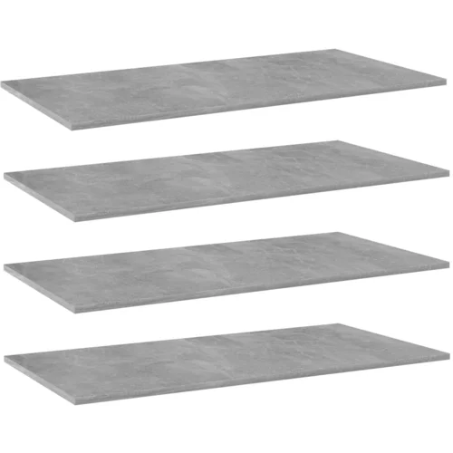 Police za knjige 4 kom siva boja betona 80x30x1,5 cm od iverice