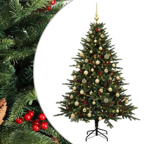  Umjetno božićno drvce s kuglicom 120 cm 150 LED lampica - Zelena 120 cm s LED žaruljama i zlatnim kuglicama Slike