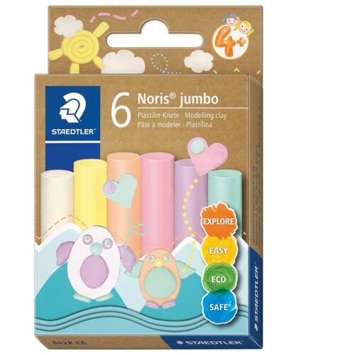  PLASTELIN 6BOJA NORIS JUMBO STAEDTLER 842P C6 PASTEL BLISTER Slike