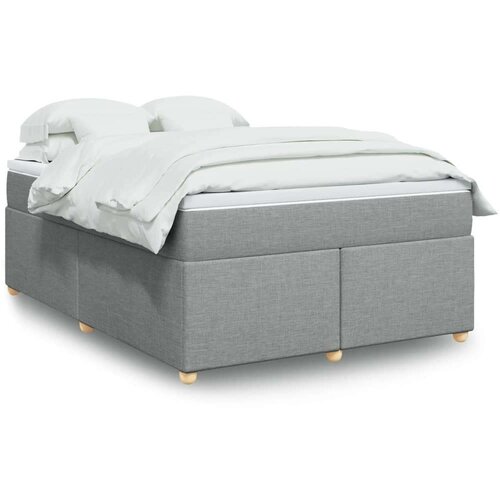 VidaXL Krevet s oprugama i madracem svjetlosivi 140x190 cm od tkanine Slike