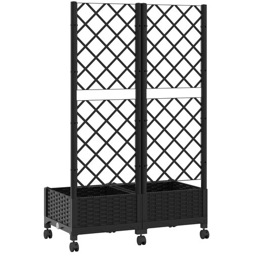  Vrtni saksija s re&amp;scaron;etkom i kotačima Crna 80 x 40 x 131,5 cm PP Slike