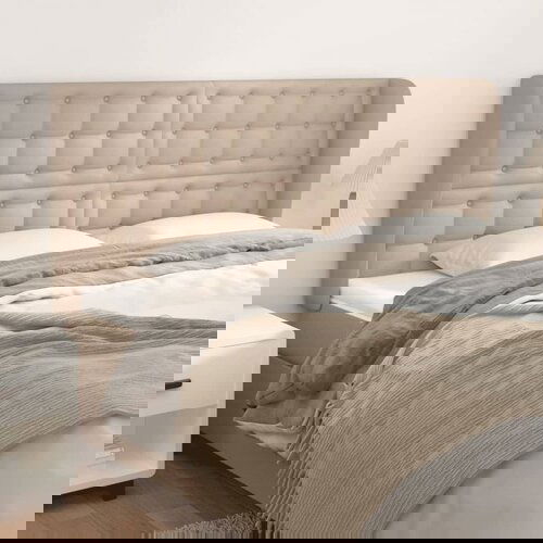 VidaXL Uzglavlje s u&amp;scaron;ima boja cappuccina 203x23x118/128cm umjetna koža Slike