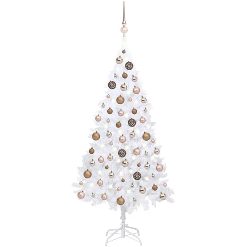  Umjetno božićno drvce LED s kuglicama bijelo 180 cm PVC