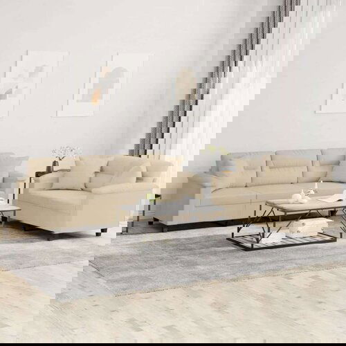  2-dijelni set sofa s jastucima krem od mikrovlakana Cijene