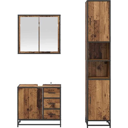  Set namje&amp;scaron;taja za kupaonicu 3 pcs Staro drvo 65 x 33 x 60 cm Slike