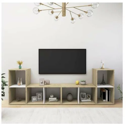  TV omarice 4 kosi bele in sonoma hrast 72x35x36,5 cm iverna pl.
