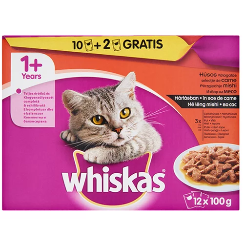 Whiskas vrečka tradicionalni izbor, 12 x 100 g, hrana za mačke