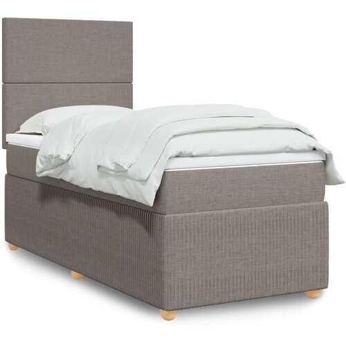 VidaXL Krevet s oprugama i madracem smeđesivi 90x200 cm od tkanine Slike
