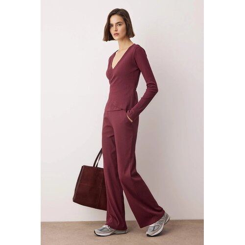 TRENDYOLMILLA ženski set top i pantalone Twoaw26Au00030, burgundac-bordo Cene