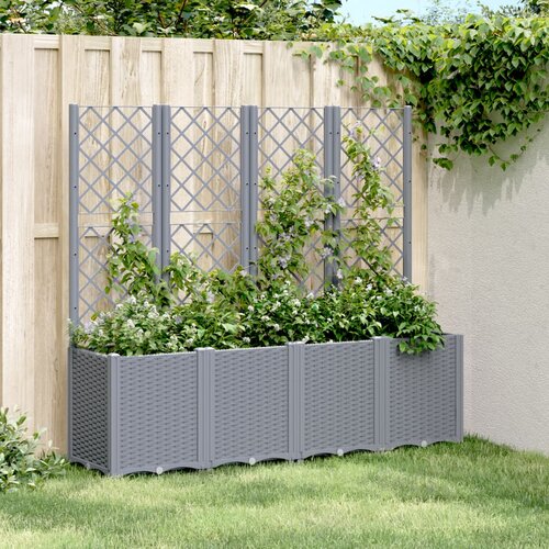 vidaXL Vrtna sadilica s rešetkom siva 160 x 40 x 140 cm PP Cijene