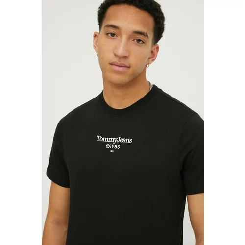 Tommy Jeans Bombažna kratka majica moški, črna barva