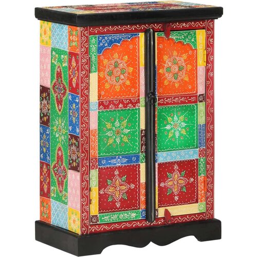  Ručno obojena komoda s vratima 53x30x75 cm masivno drvo manga Slike