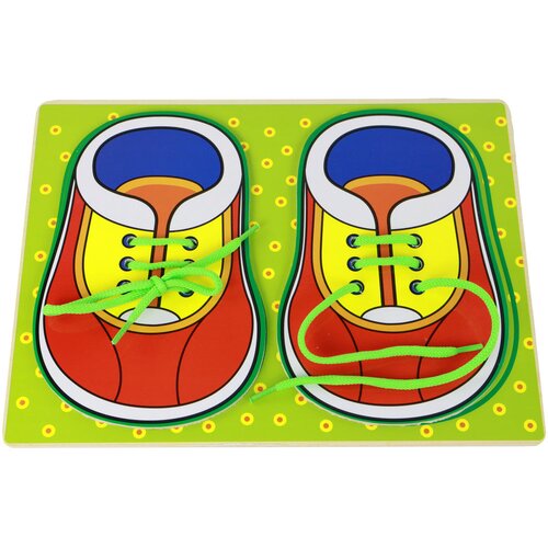  Wooden educational toy for learning how to tie shoelaces Slike