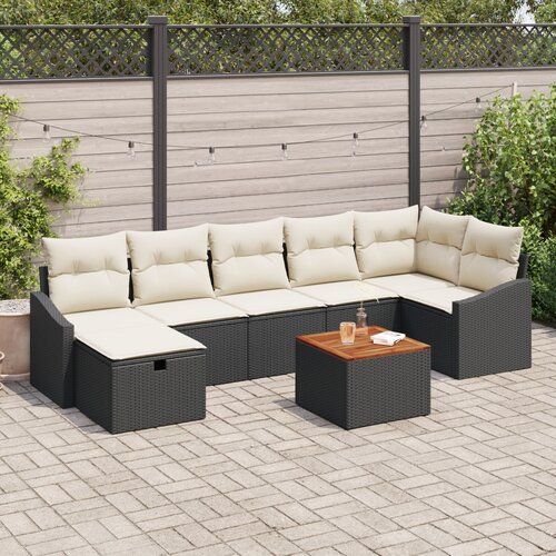 VidaXL Set od 8 vrtnih sofa sa jastučićima crni poli ratan Slike