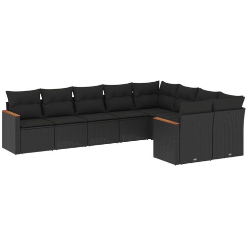 Maison Chic Seti vrtnega pohištva - Vrtna garnitura - Vrtni pohištvo set 9-delna z blazinami črn poli ratan, (21806198) Cene