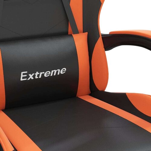  Gaming stol z oporo za noge črno in oranžno umetno usnje Slike