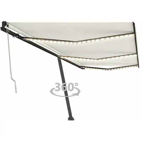  Automatska tenda sa senzorom za vjetar LED 600x350 cm krem