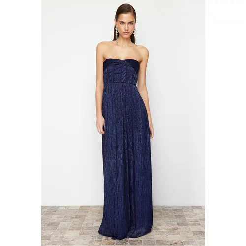 Trendyol Saks Straight Fitted Knitted Evening Dress & Graduation Dress